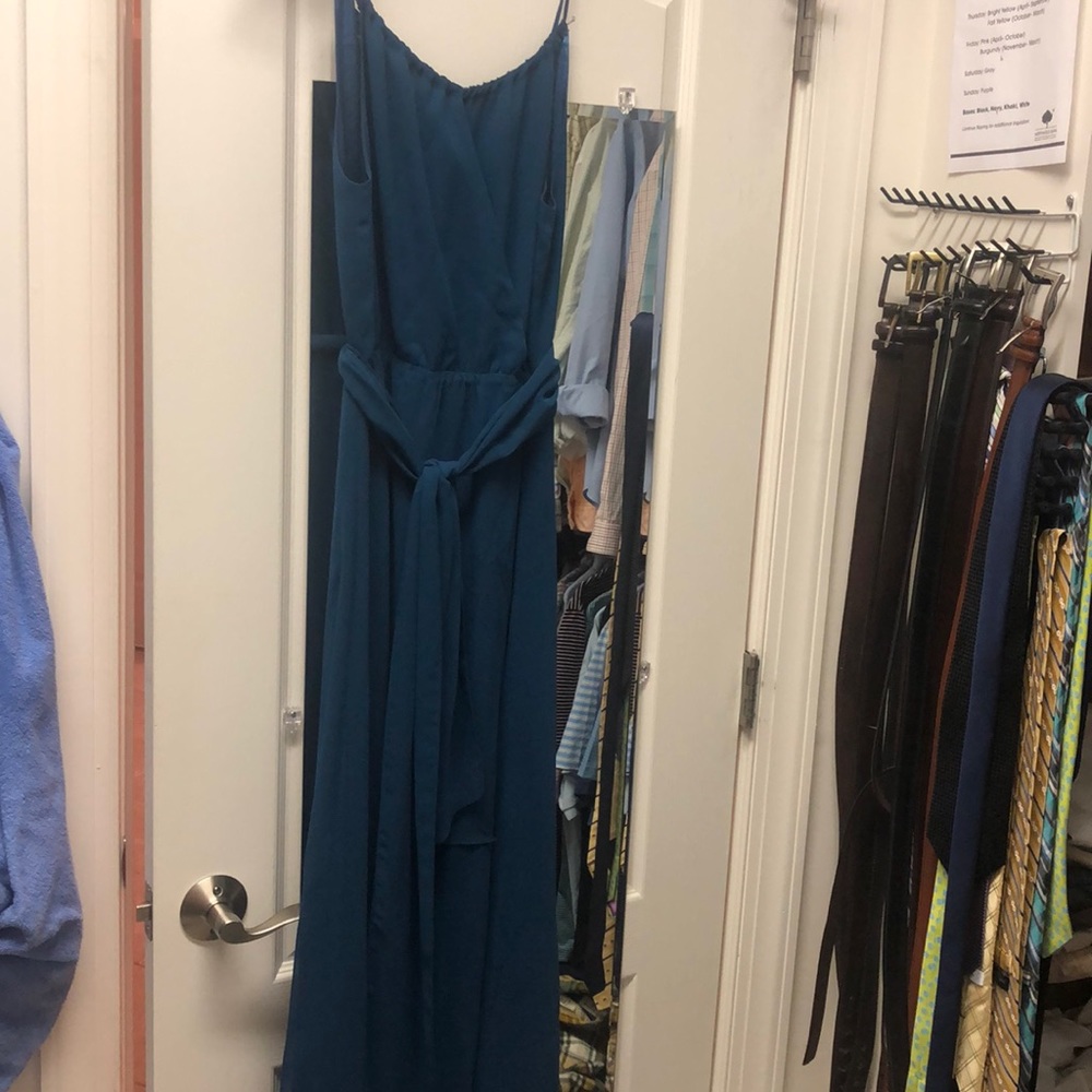 Long teal bridesmaids or cocktail dress
